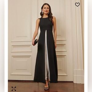 Adrianna Papell Colorblocked Overlay Jumpsuit